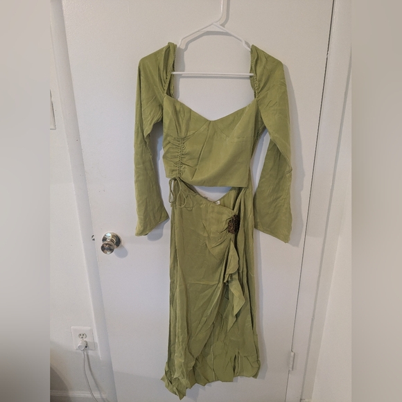NWT $288 For Love and Lemons Allie Green Midi Dress Size Small - Picture 9 of 12